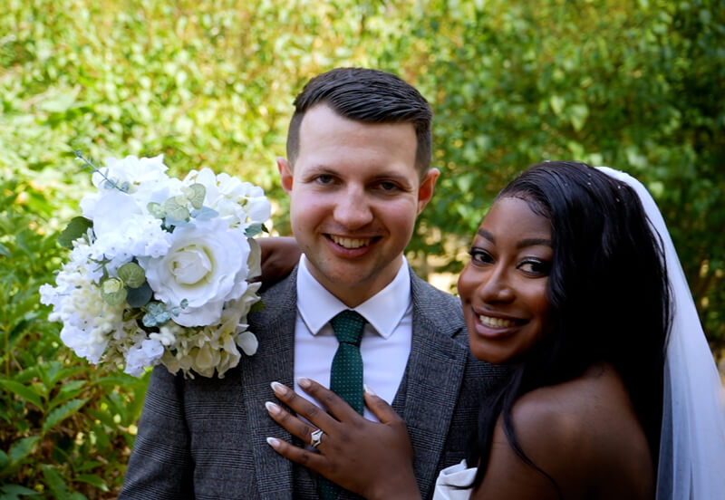 black and white couple at wedding